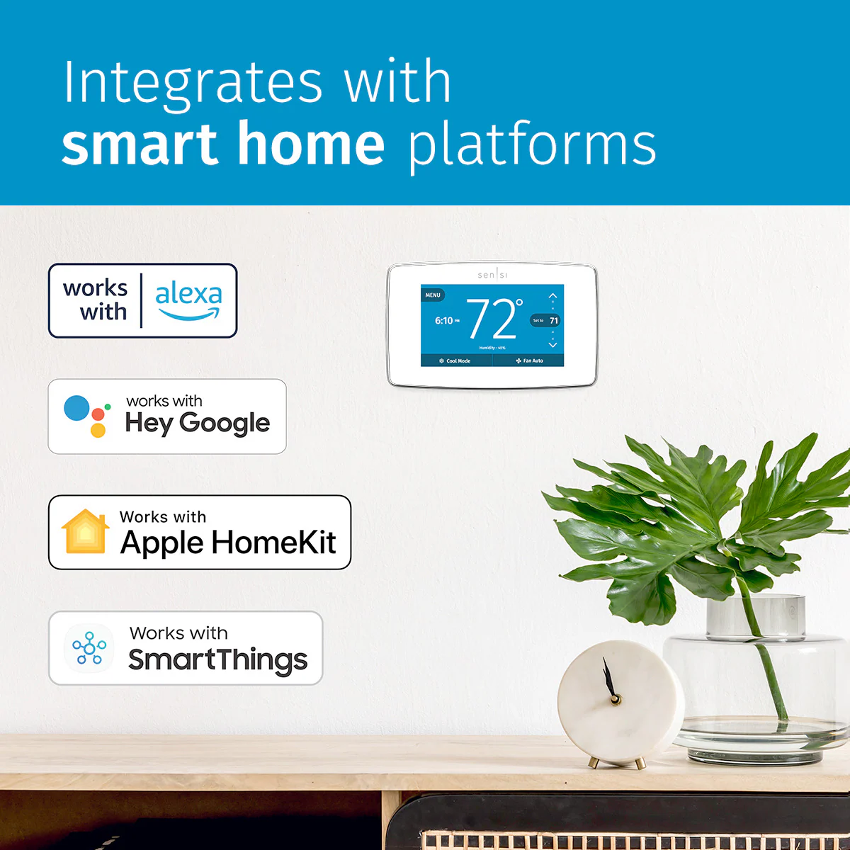 Emerson White Smart Thermostat with Wi-Fi Compatibility