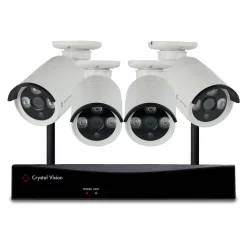 Crystal Vision 8CH 4-camera 1080P wireless security system Outdoor 4-Camera Plug-in Bullet 2Tb Hard Drive Security Camera System