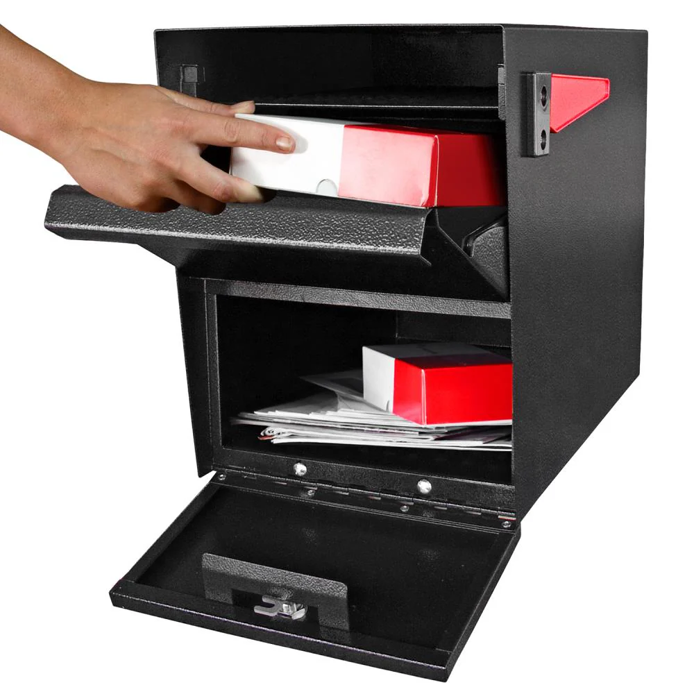 Mail Boss Post Mount Black Metal Extra Large Lockable Mailbox