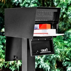 Mail Boss Post Mount Black Metal Extra Large Lockable Mailbox