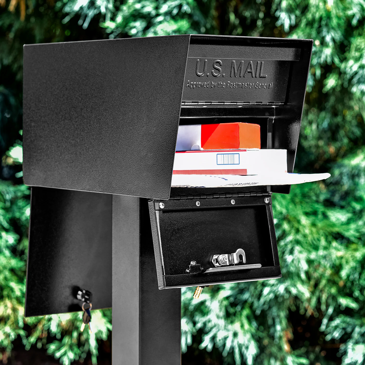 Mail Boss Post Mount Black Metal Extra Large Lockable Mailbox