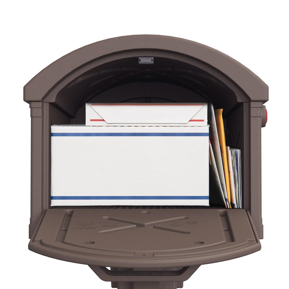 Architectural Mailboxes Post Mount Brown Plastic Extra Large Mailbox with Post