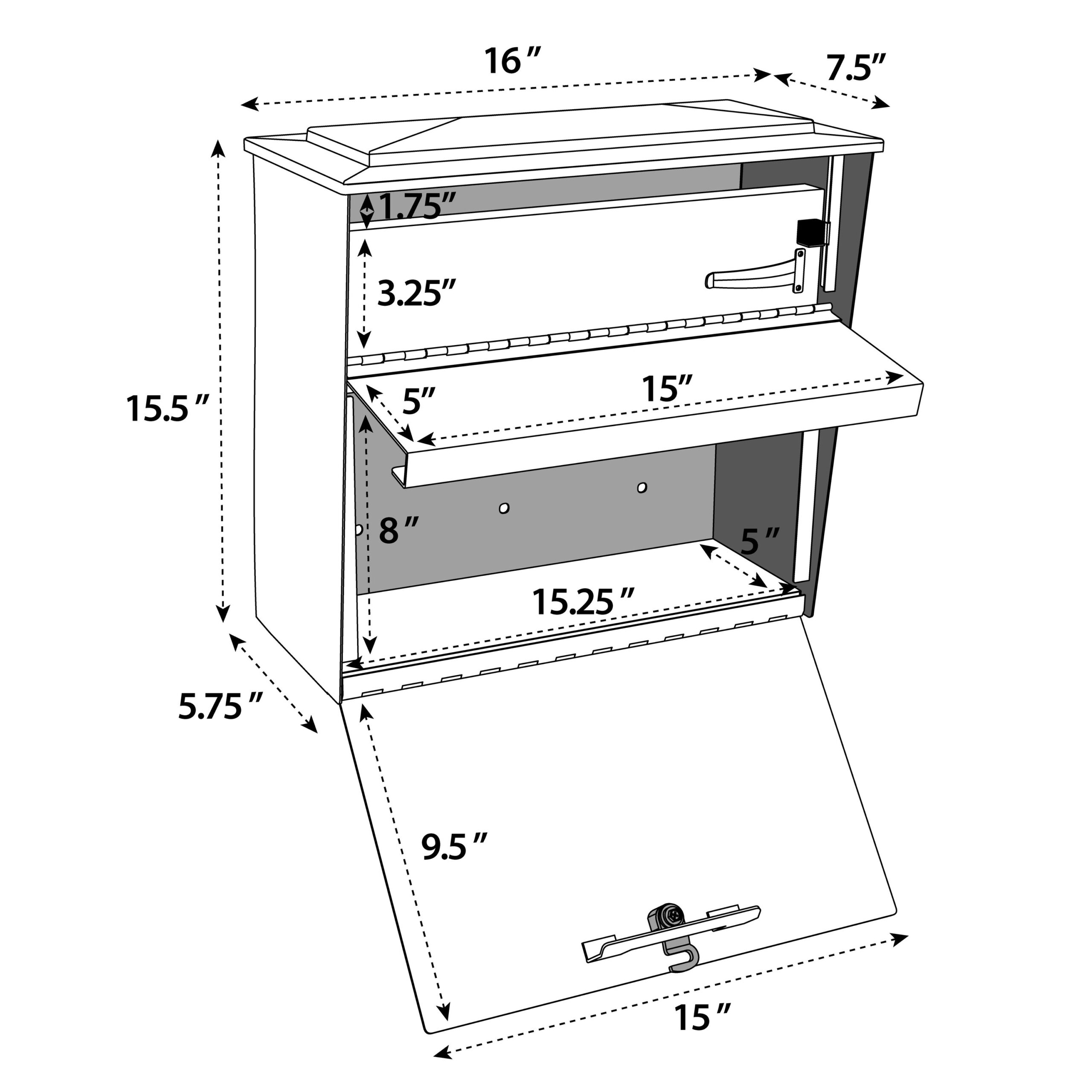 Mail Boss Wall Mount Black Metal Large Lockable Mailbox