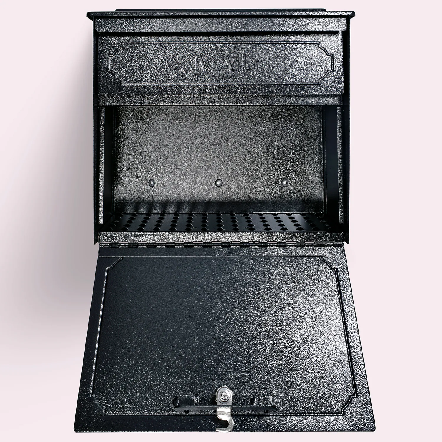 Mail Boss Wall Mount Black Metal Large Lockable Mailbox