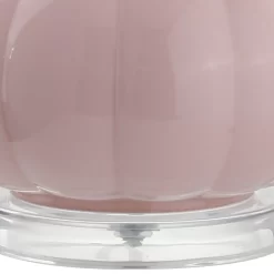 JONATHAN Y Bette Glass Teardrop Contemporary/Transitional 28.5-in Pink Led, Rotary Socket Table Lamp with Linen Shade (Set of 2)
