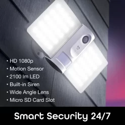 Geeni Geeni floodlight camera Outdoor 1-Camera Hardwired Floodlight Micro Sd Security Camera System