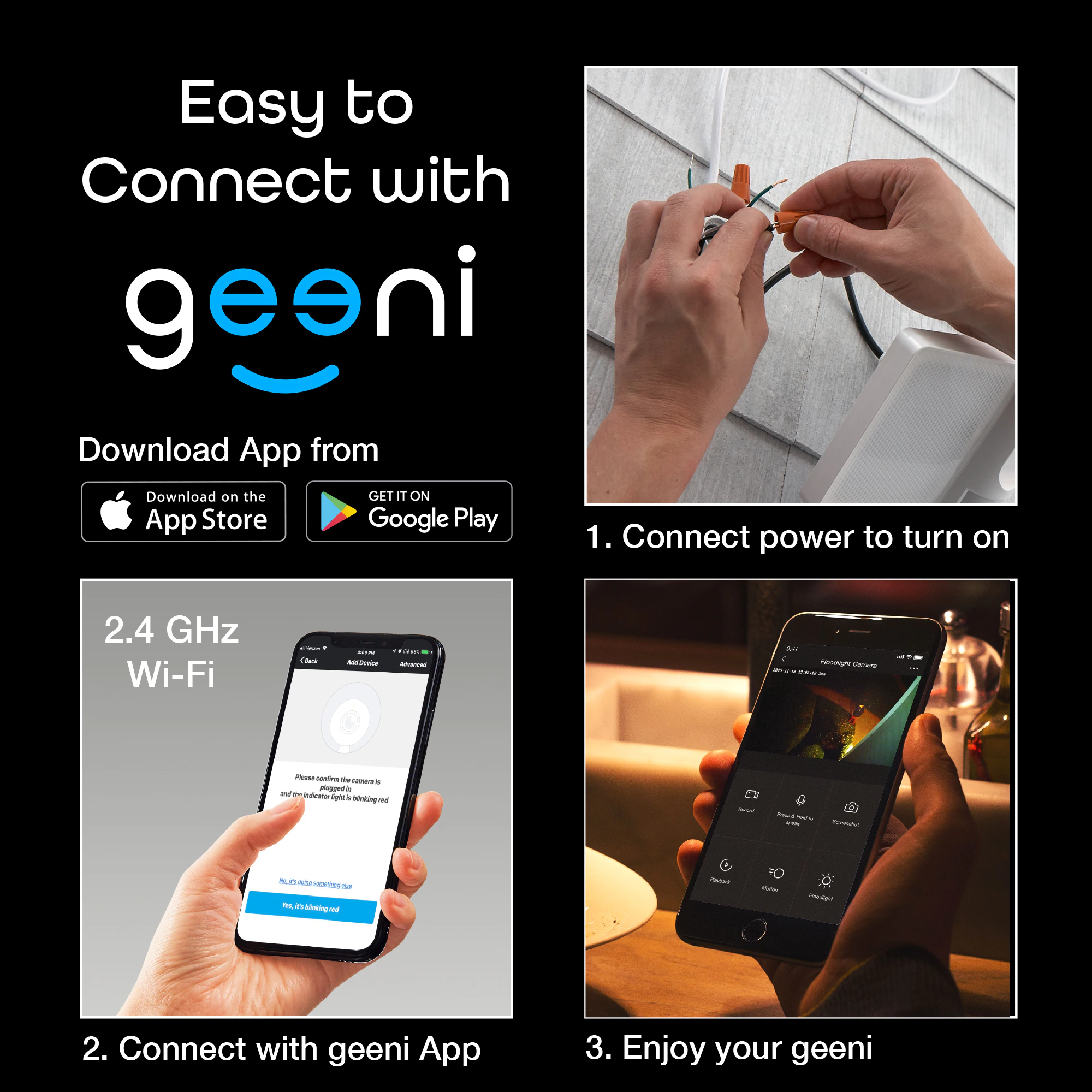 Geeni Geeni floodlight camera Outdoor 1-Camera Hardwired Floodlight Micro Sd Security Camera System
