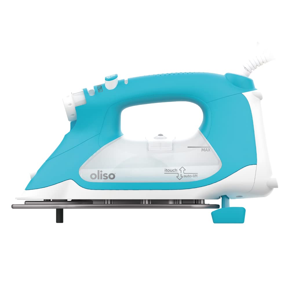 Oliso TG1600 Pro Plus 1800 Watt SmartIron with Auto Lift, Diamond Ceramic-Flow Soleplate Steam Iron, Turquoise