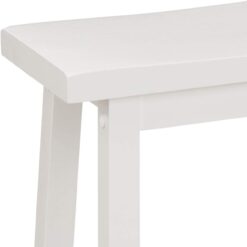 Amazon Basics Solid Wood Saddle-Seat Counter Height Kitchen Island Barstool, 24-Inch Height, White - Set of 2