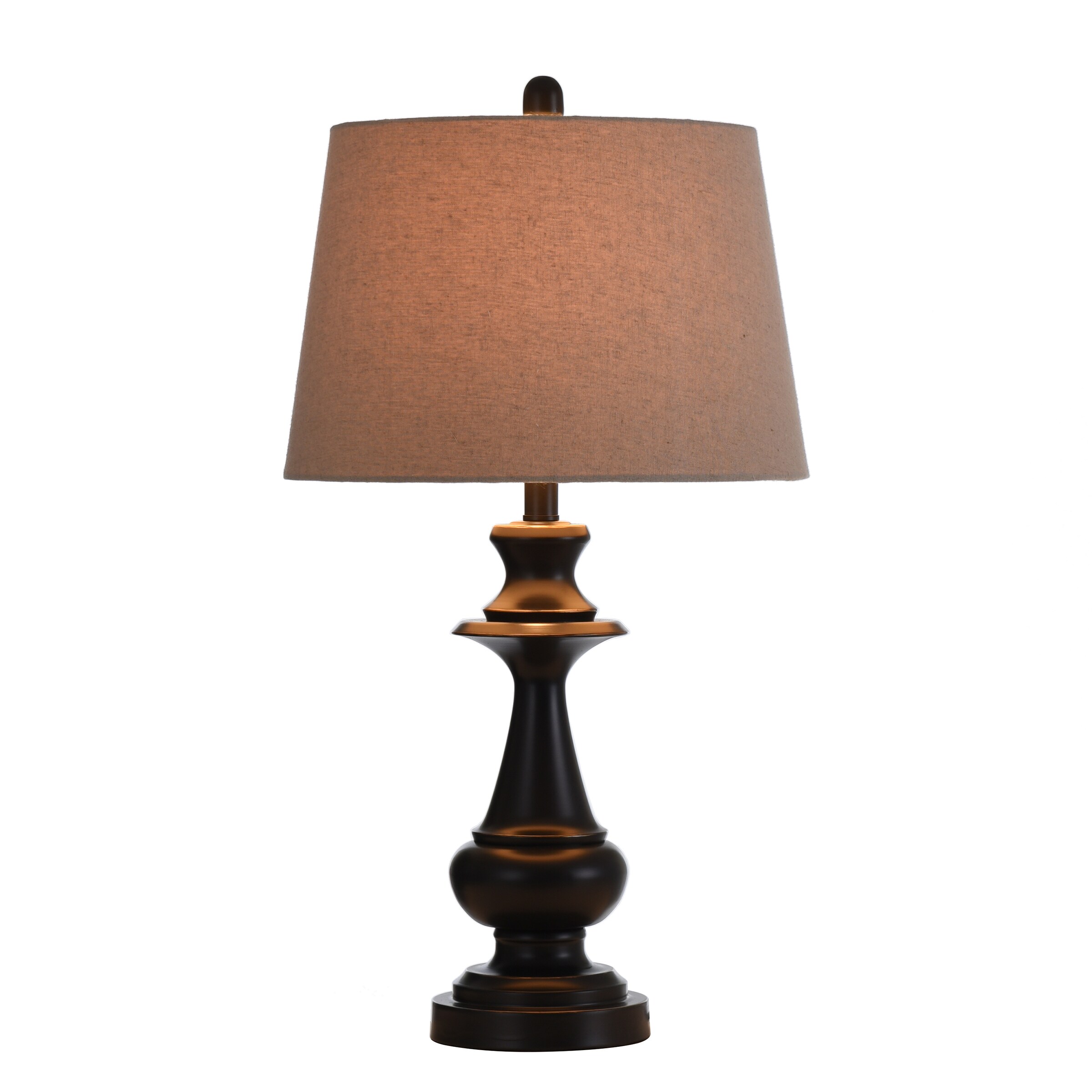 StyleCraft Home Collection 28-in Bronze 3-way Table Lamp with Fabric Shade