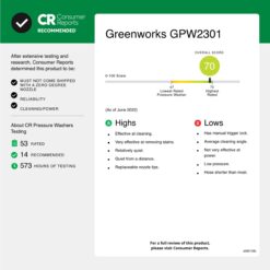 Greenworks 2300 PSI 2.3-GPM Cold Water Electric Pressure Washer with 5 Spray Tips