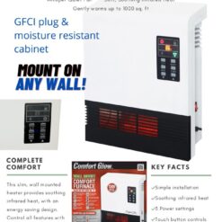 Comfort Glow Up to 1500-Watt Infrared Quartz Wall Mount Indoor Electric Space Heater with Thermostat and Remote Included