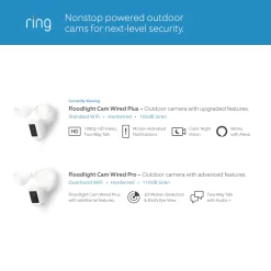 Ring Floodlight Cam Wired Plus - Smart Security Video Camera with 2 Motion-Activated LED Floodlights, 2-Way Talk, Color Night Vision, Black