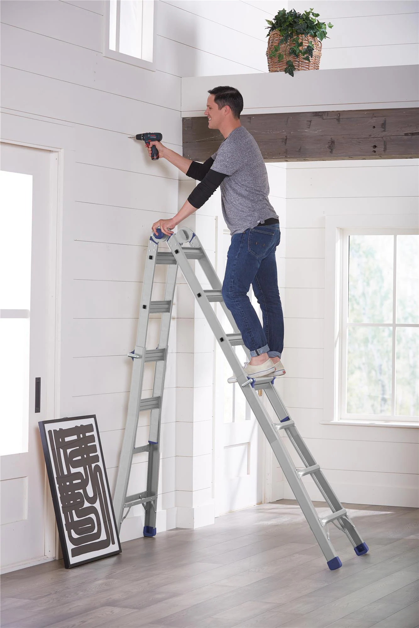 Cosco 20918T1ASE 18-ft Reach Type 1A-300-lb Load Capacity Multi-Position Ladder