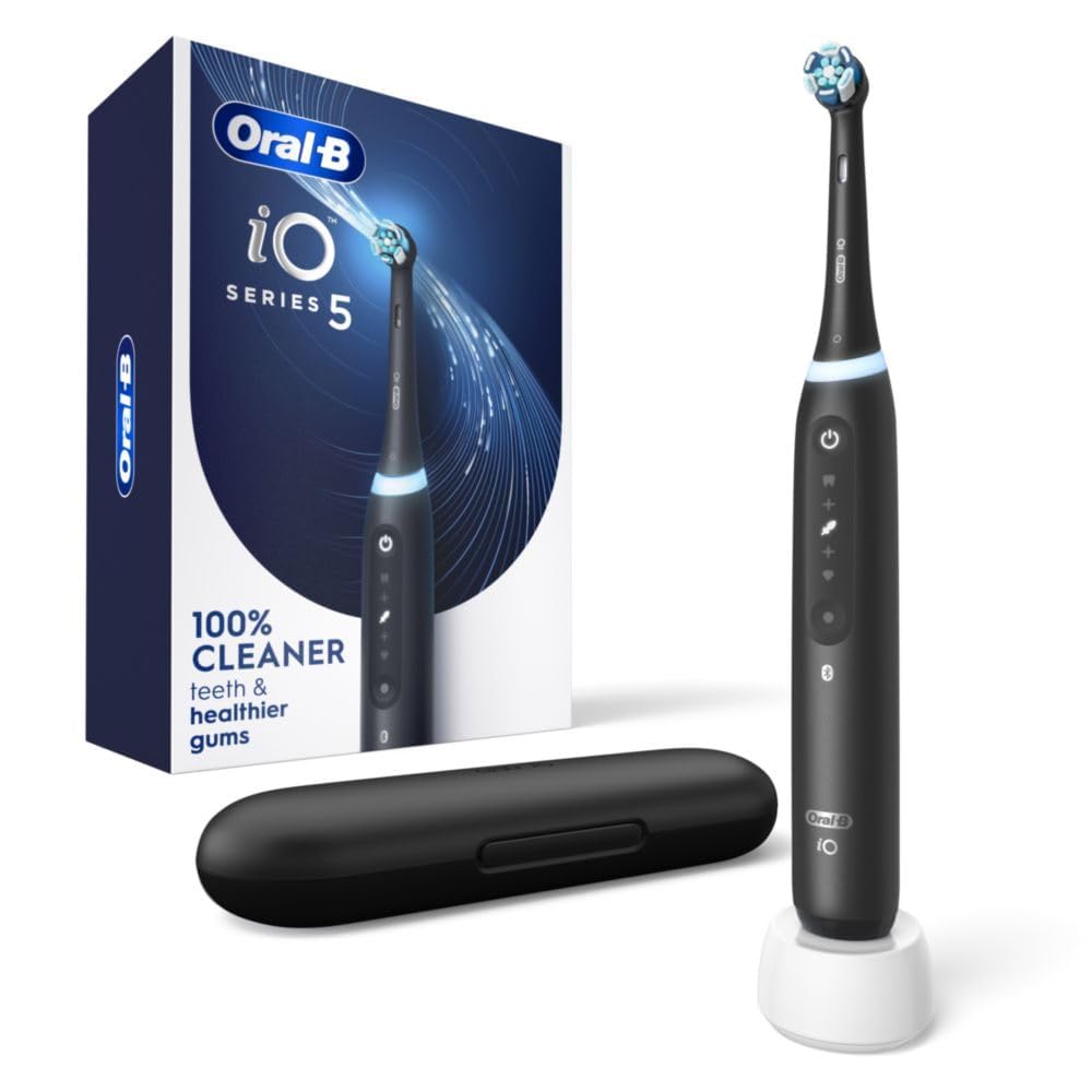 Oral-B iO Series 5 Rechargeable Electric Toothbrush with Visible Pressure Sensor to Protect Gums, Black