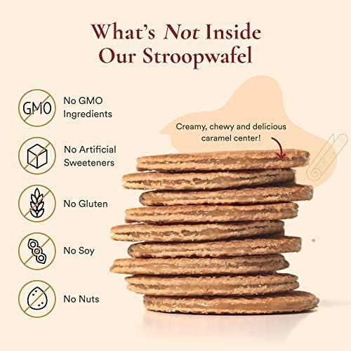 Gluten Free Organic Stroopwafels by Swoffle, Caramel Filled & French Vanilla, (12) Individually Wrapped Waffles, (6) of Each Flavor, 1.16oz Wafers