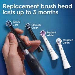 Oral-B iO Series 2 Rechargeable Electric Powered Toothbrush Starter Kit, Night Black with 2 Brush Heads
