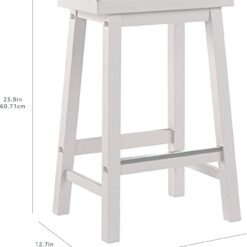 Amazon Basics Solid Wood Saddle-Seat Counter Height Kitchen Island Barstool, 24-Inch Height, White - Set of 2