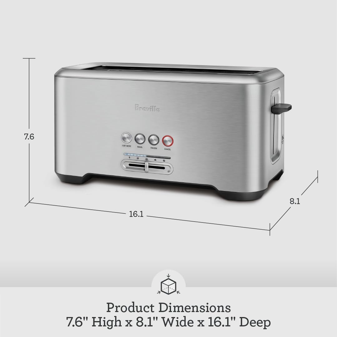 Breville Bit More Toaster 4 Slice BTA730XL, Brushed Stainless Steel