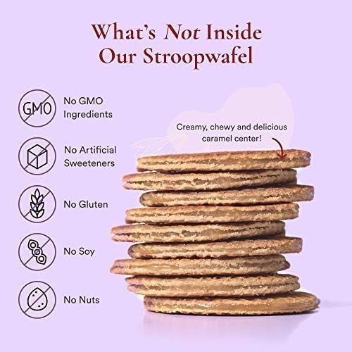 Gluten Free Organic Stroopwafels by Swoffle, Caramel Filled & French Vanilla, (12) Individually Wrapped Waffles, (6) of Each Flavor, 1.16oz Wafers