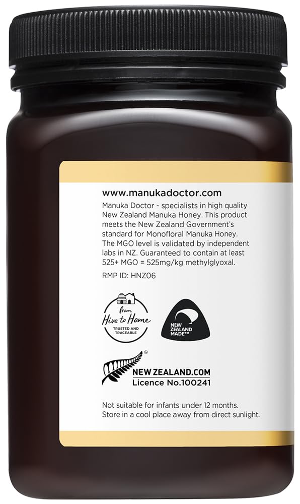 MANUKA DOCTOR - MGO 525+ Manuka Honey Monofloral (1.1 lbs) 100% Pure New Zealand Honey, Non-GMO