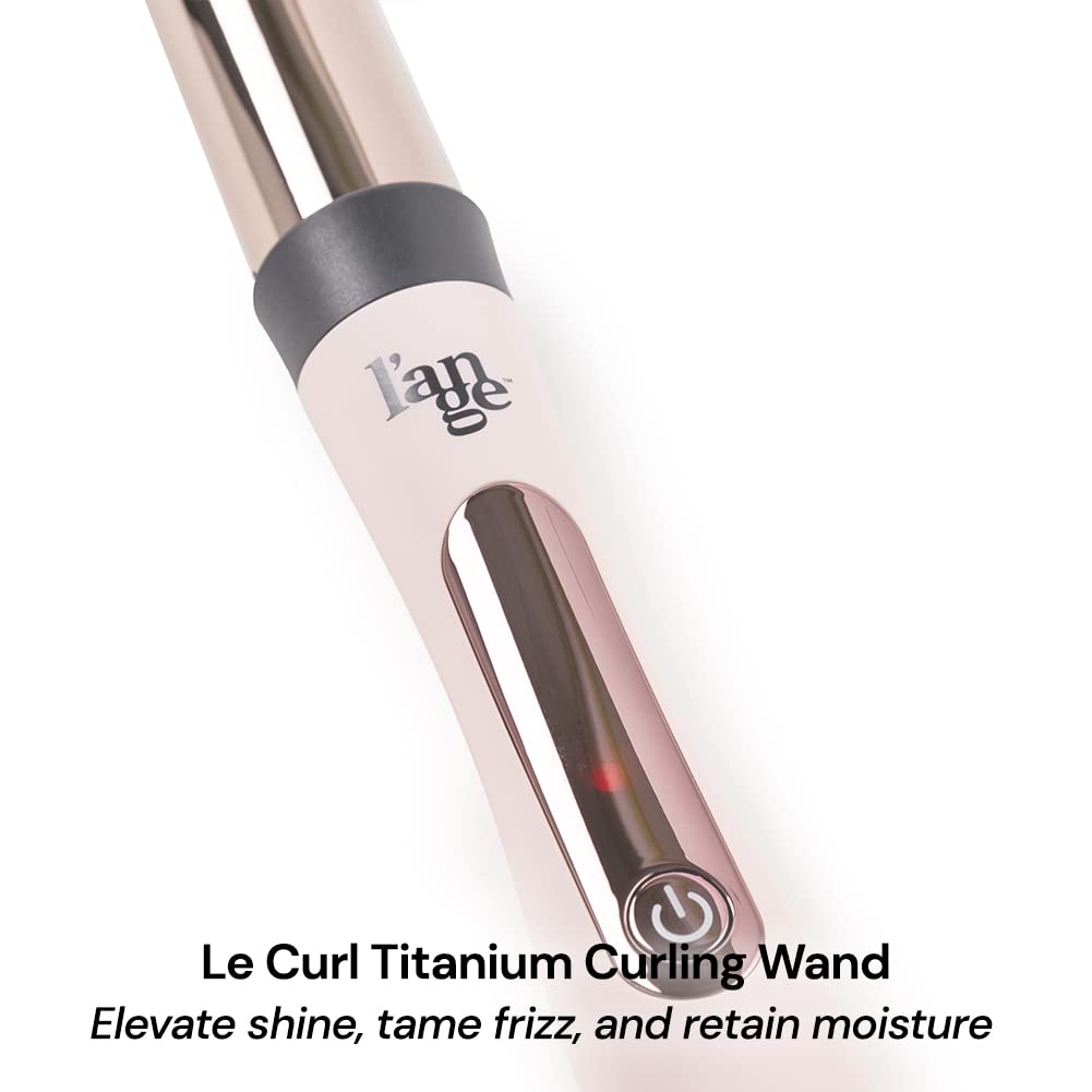 L'ANGE HAIR Le Curl Titanium Curling Wand, Professional Curling Iron for All Hair Types, Clip Free Hair Curler, Blush 1.25” (32MM)
