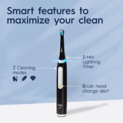Oral-B iO Deep Clean Rechargeable Electric Powered Toothbrush, White with iO Series 3 Limited, 2 Brush Heads and Travel Case