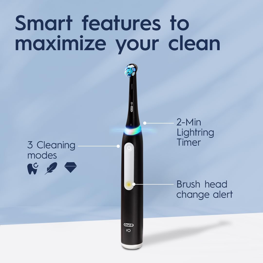 Oral-B iO Deep Clean Rechargeable Electric Powered Toothbrush, White with iO Series 3 Limited, 2 Brush Heads and Travel Case