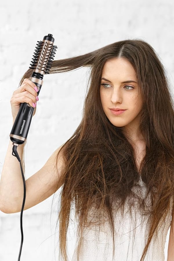 Beautimeter 3-in-1 Hot Air Styler: Rotating Blow Dryer Brush with 2-Inch and 1.5-Inch Brushes
