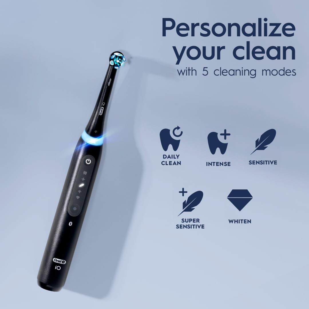 Oral-B iO Series 5 Rechargeable Electric Toothbrush with Visible Pressure Sensor to Protect Gums, Black