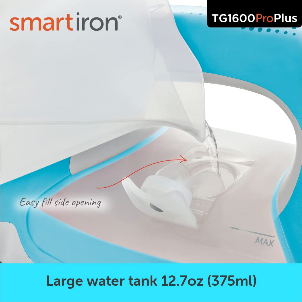 Oliso TG1600 Pro Plus 1800 Watt SmartIron with Auto Lift, Diamond Ceramic-Flow Soleplate Steam Iron, Turquoise