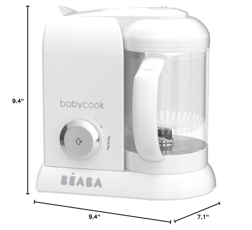 BEABA Babycook Solo 4 in 1 Baby Food Maker, Puree Steamer and Blender for Purees, Grinder with Auto Steam Cooking, White