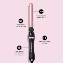Beachwaver B1 Rotating Curling Iron - Automatic 1 Inch Ceramic Curling Iron, Dual Voltage (BW160) in Midnight Rose