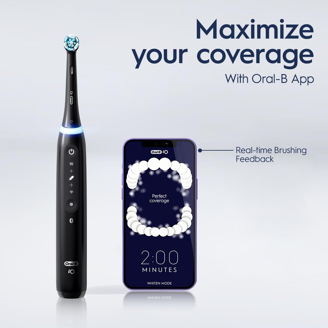 Oral-B iO Series 5 Rechargeable Electric Toothbrush with Visible Pressure Sensor to Protect Gums, Black