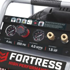 FORTRESS 4 Gallon, 200 PSI High Performance Oil-Free Hand Carry Jobsite Air Compressor