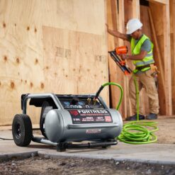 FORTRESS 5 Gallon, 225 PSI High Performance Oil-Free Wheeled Jobsite Air Compressor