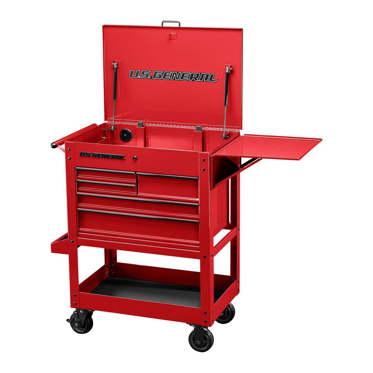 U.S. GENERAL 30 in., 5-Drawer Mechanics Cart, Red