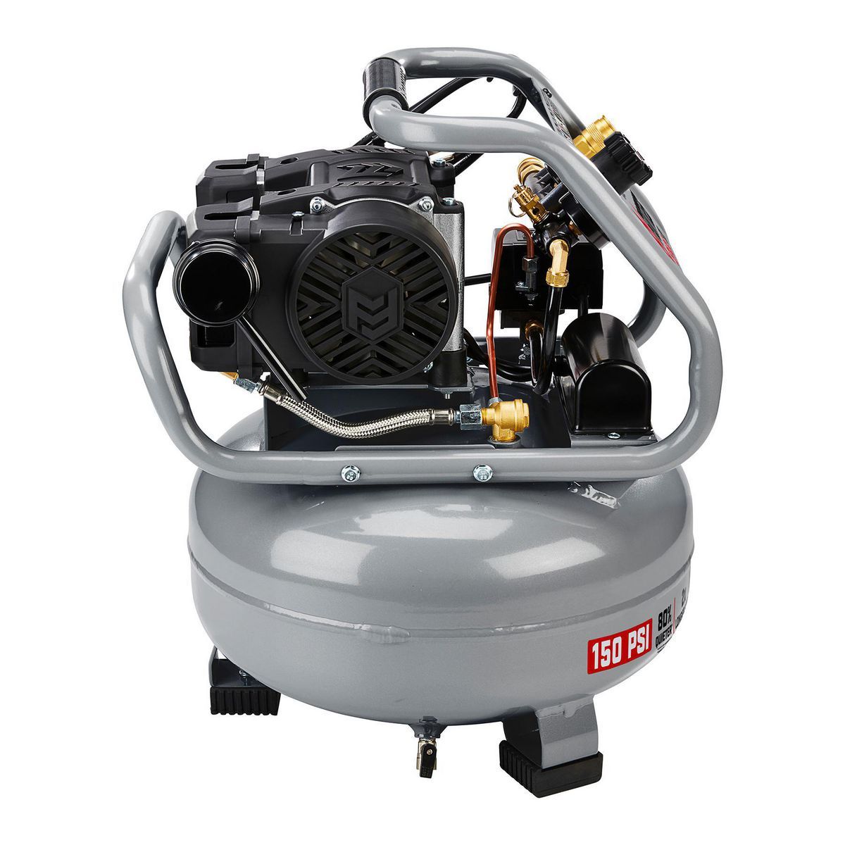 FORTRESS 6 Gallon, 150 PSI Ultra Quiet Oil-Free Pancake Jobsite Air Compressor