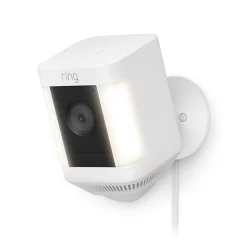 Ring Spotlight Cam Plus, Plug-In - Smart Security Video Camera with 2 Motion-Activated LED Spotlights, 2-Way Talk, Color Night Vision, White
