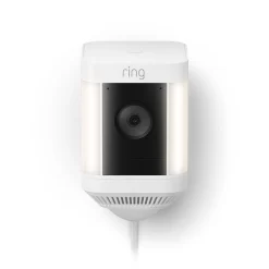 Ring Spotlight Cam Plus, Plug-In - Smart Security Video Camera with 2 Motion-Activated LED Spotlights, 2-Way Talk, Color Night Vision, White