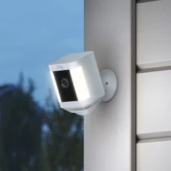 Ring Spotlight Cam Plus, Battery-operated - Smart Security Video Camera with 2 Motion-Activated LED Spotlights, 2-Way Talk, White