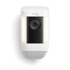 Ring Spotlight Cam Pro, Battery - Smart Security Video Camera with 2 Motion-Activated LED Spotlights, Dual Band Wifi, 3D Motion Detection, White