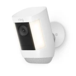 Ring Spotlight Cam Pro, Battery - Smart Security Video Camera with 2 Motion-Activated LED Spotlights, Dual Band Wifi, 3D Motion Detection, White