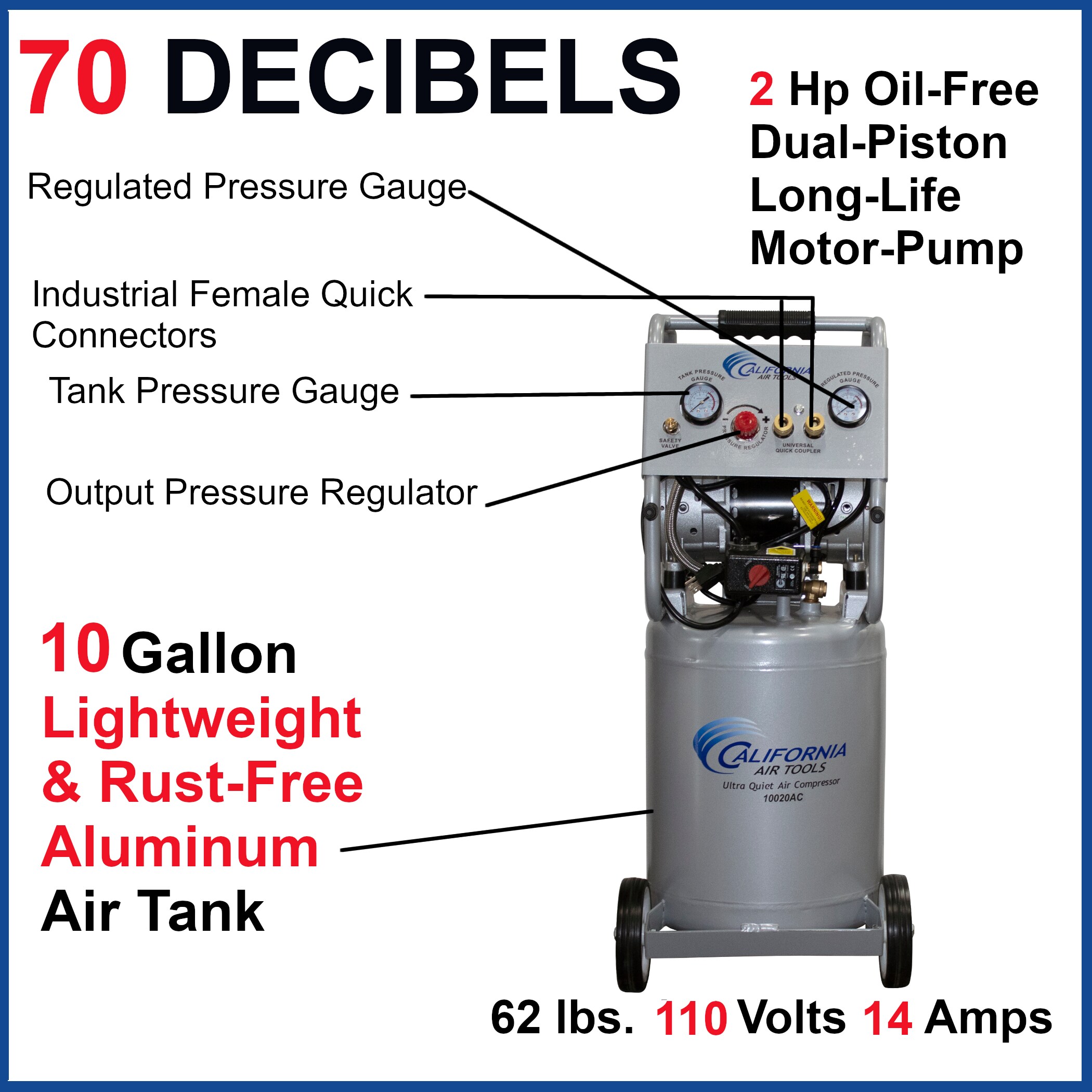 California Air Tools 10-Gallon Portable Electric 125 PSI Vertical Air Compressor