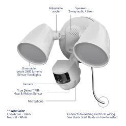 Swann 4K Floodlight Security Camera Outdoor 1-Camera Hardwired FloodlightMicro Sd (Included) Security Camera System
