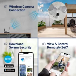 Swann 4K Floodlight Security Camera Outdoor 1-Camera Hardwired FloodlightMicro Sd (Included) Security Camera System