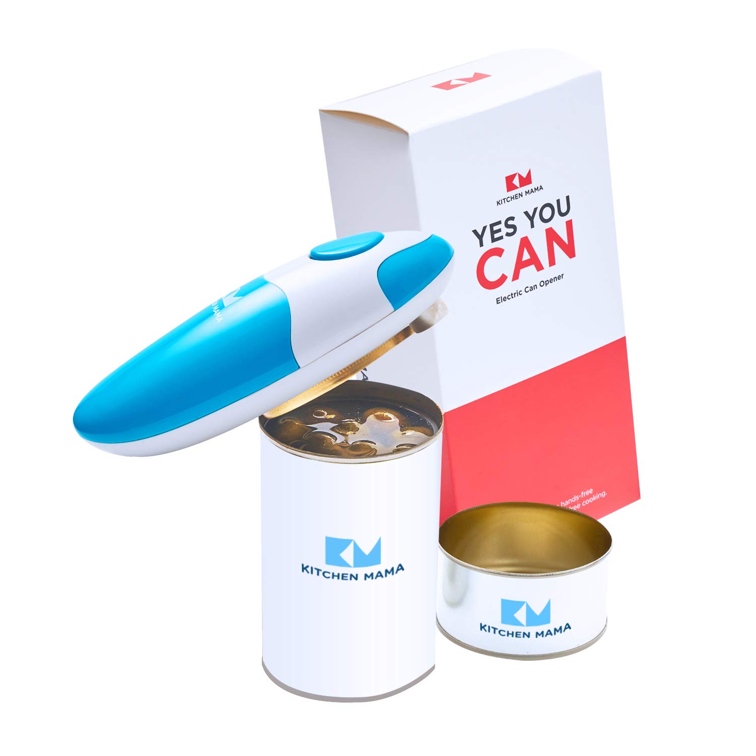 Kitchen Mama Auto Electric Can Opener – Automatic, Hands Free, Smooth Edge, Battery Operated (Sky Blue)