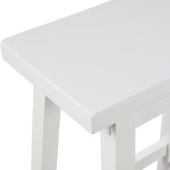 Amazon Basics Solid Wood Saddle-Seat Counter Height Kitchen Island Barstool, 24-Inch Height, White - Set of 2