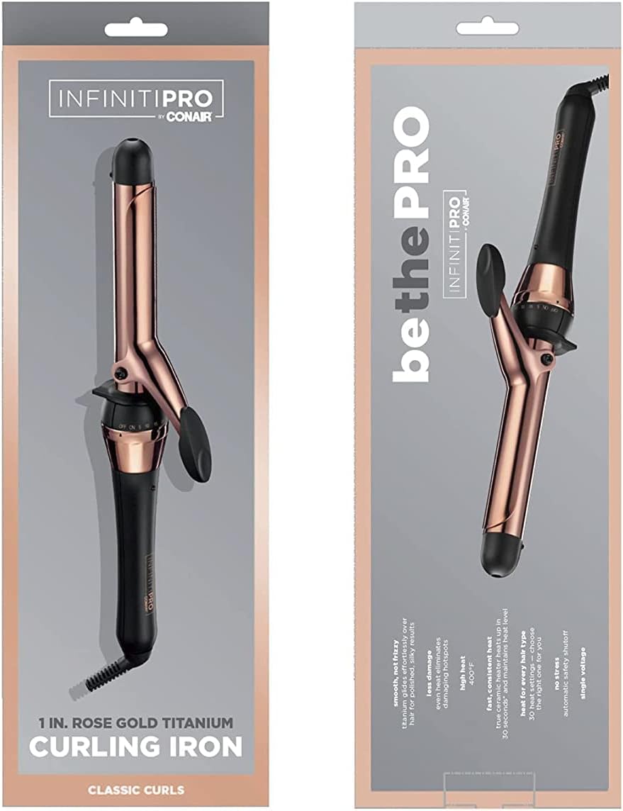 CONAIR INFINITIPRO Rose Gold Titanium 1-Inch Curling Iron, 1-inch barrel produces classic curls