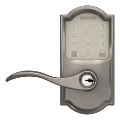 Schlage Encode Lever Camelot-Accent Satin Nickel Smart Lock Electronic Handle with Wifi Bluetooth Touchscreen Keypad